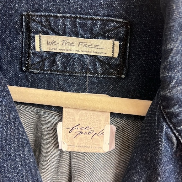 Izzie Cargo Denim Shacket / Jacket - Free People - Vintage Indigo Wash - L - Picture 9 of 12